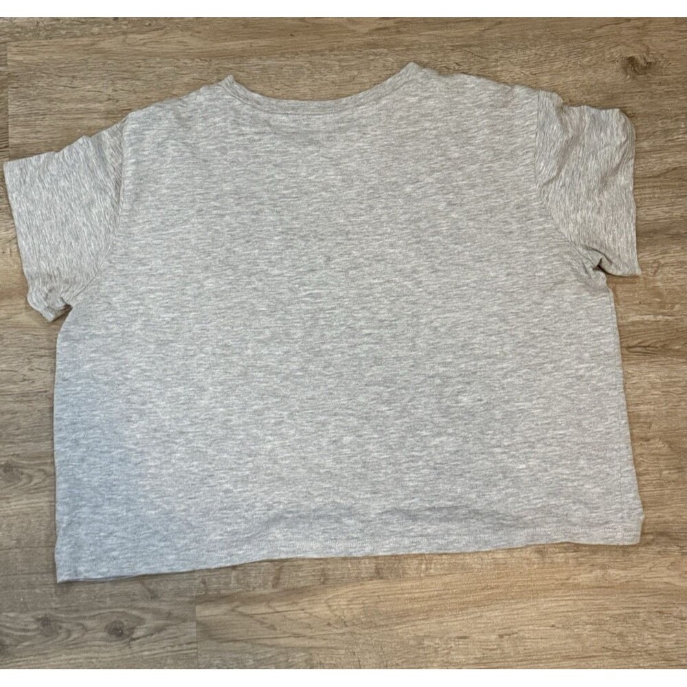 Coca-Cola Crop Top Grey T-Shirt Embroidered Roses Size L - Picture 4 of 5